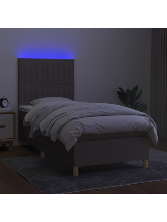 Box spring postel s matrací a LED taupe 100x200 cm textil