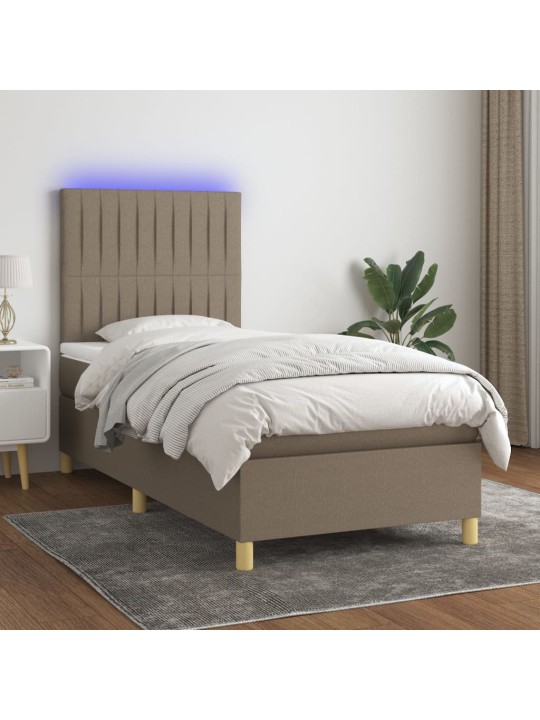 Box spring postel s matrací a LED taupe 100x200 cm textil