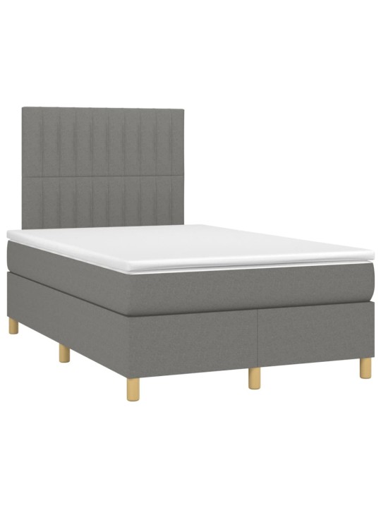 Box spring postel s matrací a LED tmavě šedá 120x200 cm textil