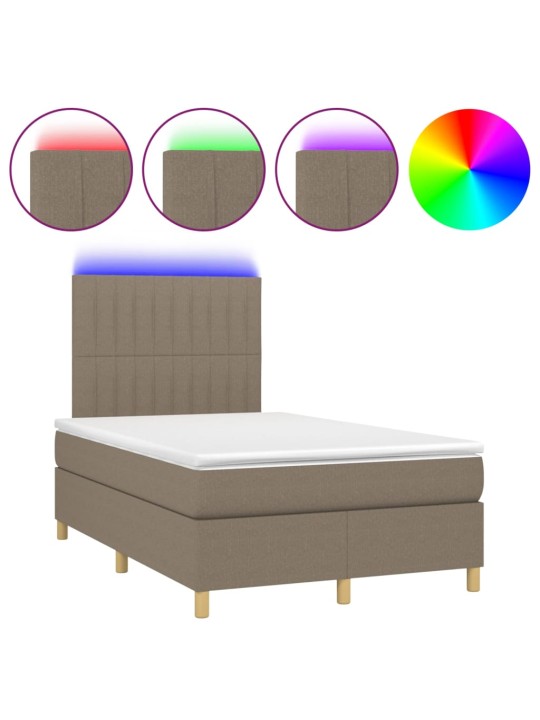 Box spring postel s matrací a LED taupe 120 x 200 cm textil