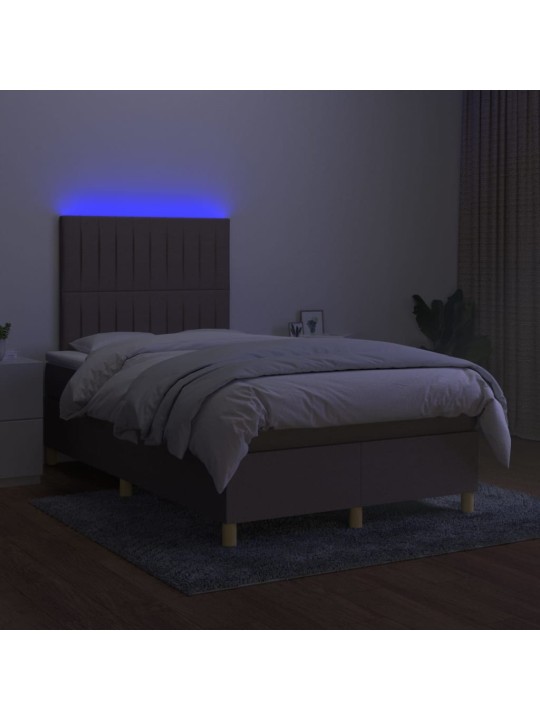 Box spring postel s matrací a LED taupe 120 x 200 cm textil