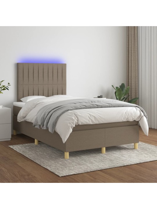 Box spring postel s matrací a LED taupe 120 x 200 cm textil