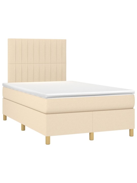 Box spring postel s matrací a LED krémová 120 x 200 cm textil