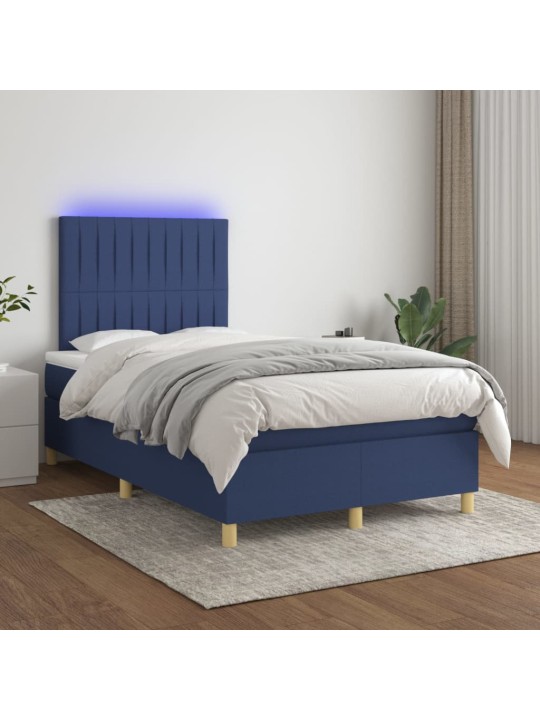 Box spring postel s matrací a LED modrá 120 x 200 cm textil
