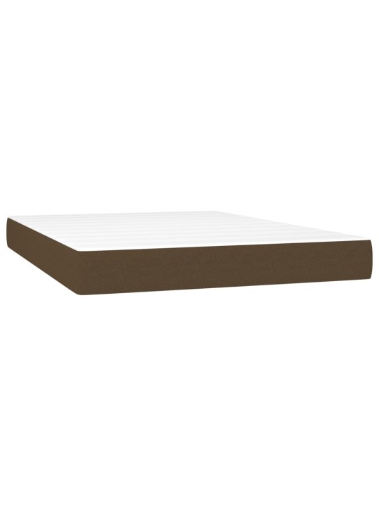 Box spring postel s matrací a led tmavě hnědá 140x190 cm textil