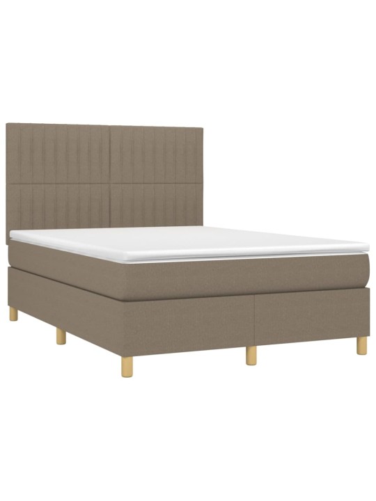 Box spring postel s matrací a led taupe 140x190 cm textil