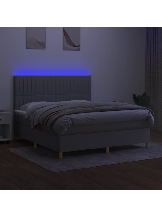 Box spring postel s matrací a LED světle šedá 160x200 cm textil