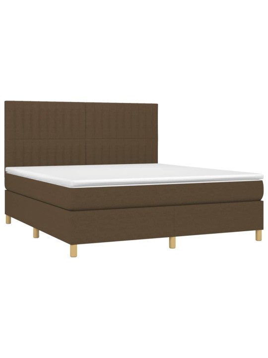 Box spring postel s matrací a led tmavě hnědá 160x200 cm textil