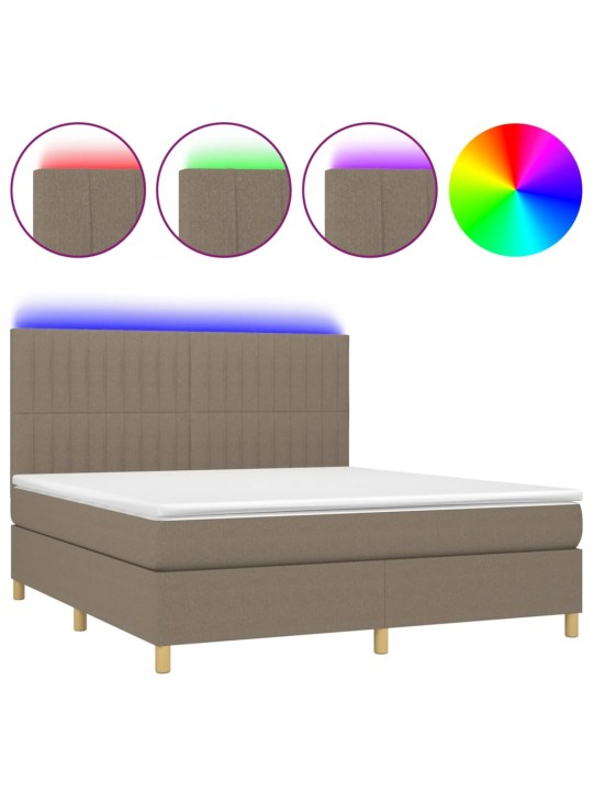 Box spring postel s matrací a led taupe 160x200 cm textil