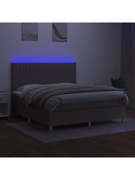 Box spring postel s matrací a led taupe 160x200 cm textil