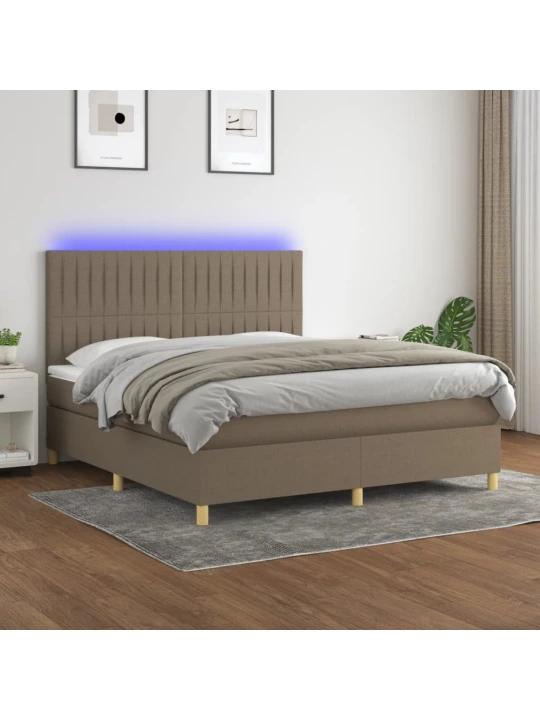 Box spring postel s matrací a led taupe 160x200 cm textil