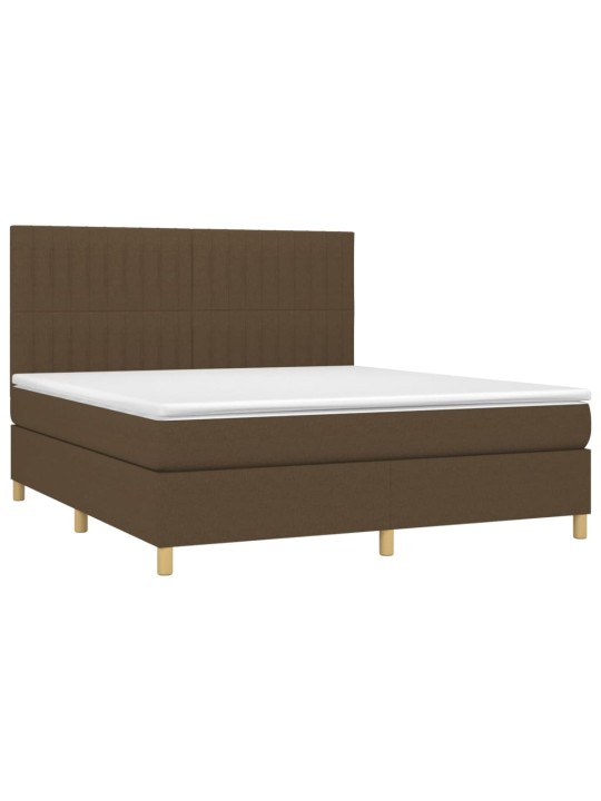 Box spring postel s matrací a led tmavě hnědá 180x200 cm textil