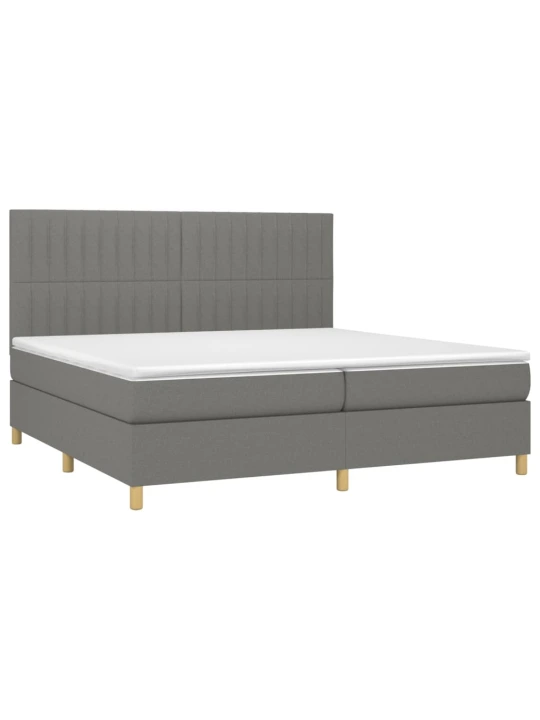 Box spring postel s matrací a LED tmavě šedá 200x200 cm textil