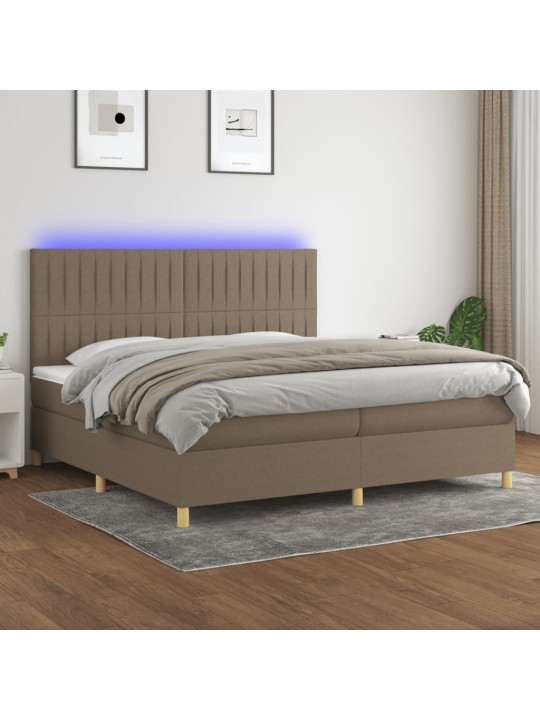 Box spring postel s matrací a led taupe 200x200 cm textil
