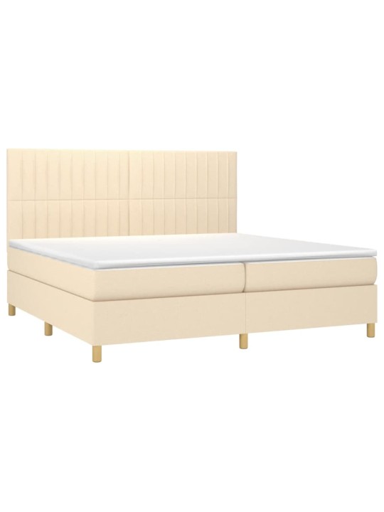 Box spring postel s matrací a led krémová 200x200 cm textil