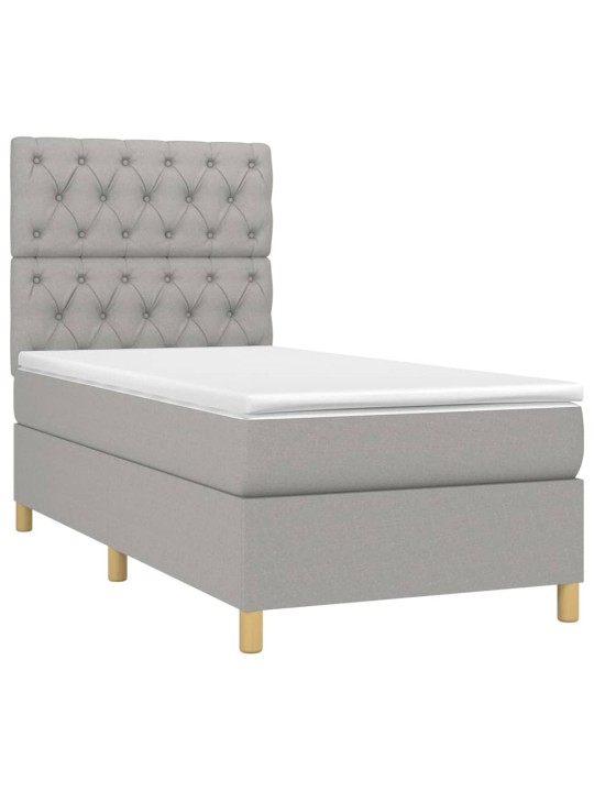Box spring postel s matrací a LED světle šedá 80x200 cm textil