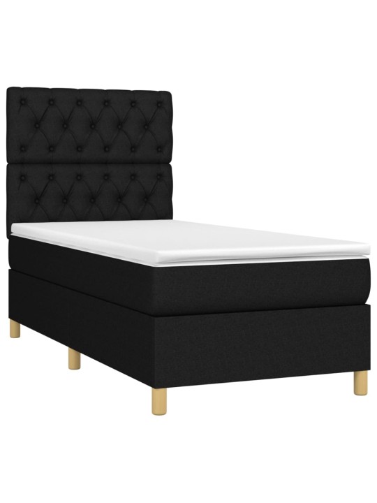 Box spring postel s matrací a LED černá 80 x 200 cm textil