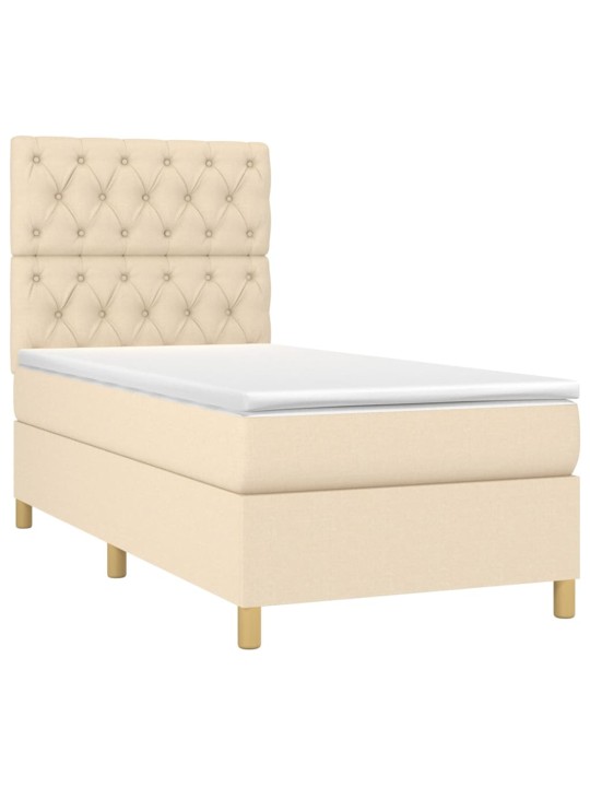 Box spring postel s matrací a led krémová 80 x 200 cm textil