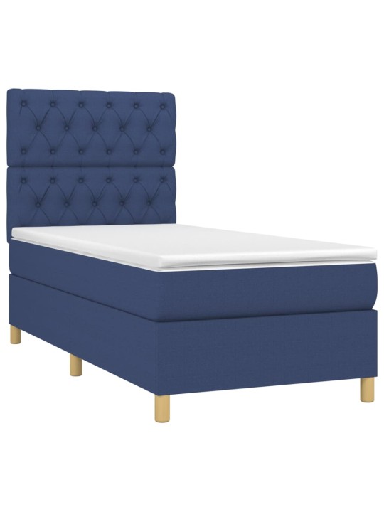 Box spring postel s matrací a led modrá 80 x 200 cm textil