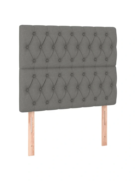 Box spring postel s matrací a LED tmavě šedá 90x200 cm textil