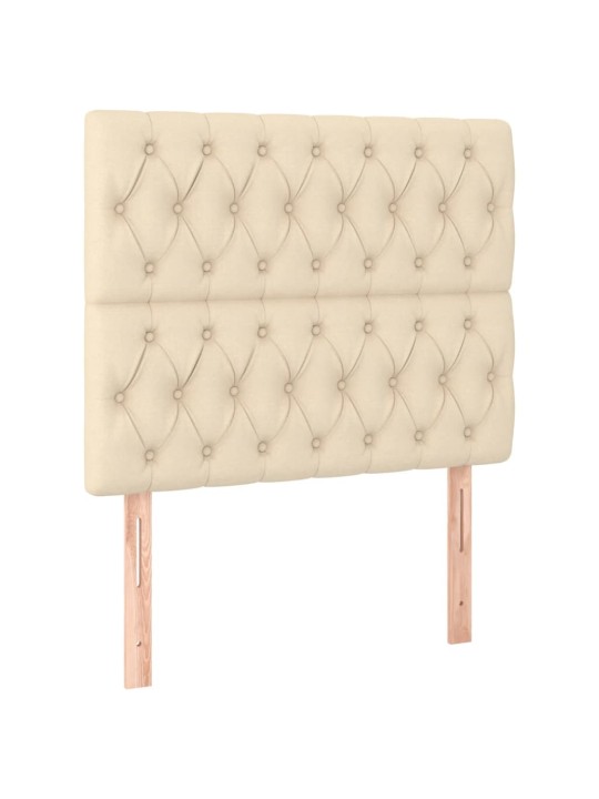 Box spring postel s matrací a LED krémová 90x200 cm textil