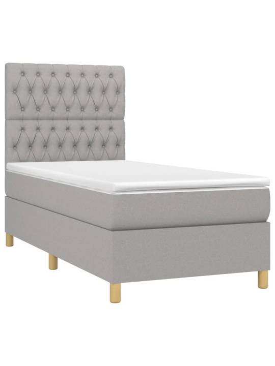 Box spring postel s matrací a LED světle šedá 100x200 cm textil