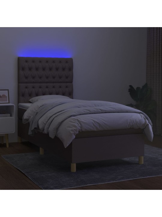 Box spring postel s matrací a LED taupe 100x200 cm textil