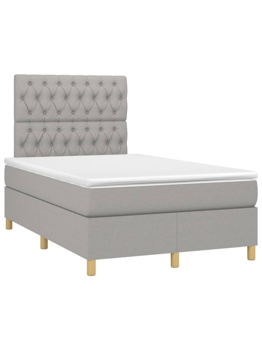 Box spring postel s matrací a LED světle šedá 120x200 cm textil