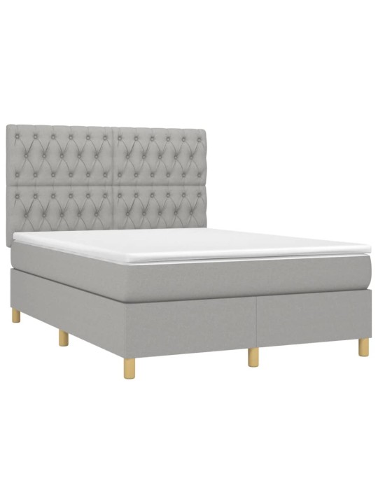 Box spring postel s matrací a LED světle šedá 140x190 cm textil