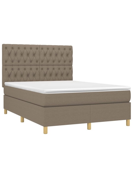 Box spring postel s matrací a led taupe 140x190 cm textil