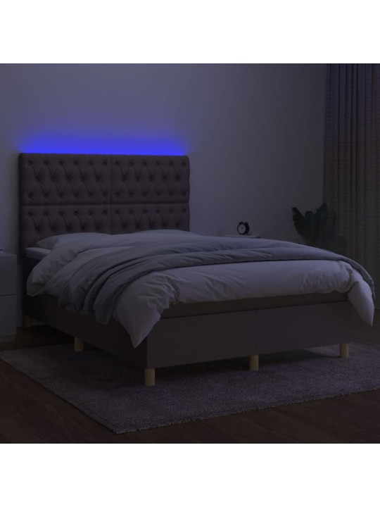 Box spring postel s matrací a led taupe 140x190 cm textil