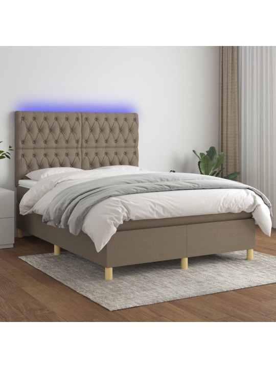 Box spring postel s matrací a led taupe 140x200 cm textil