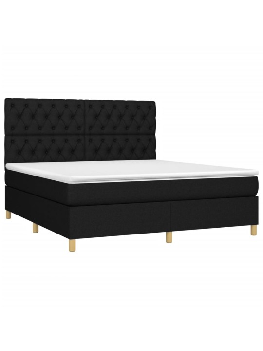 Box spring postel s matrací a LED černá 160x200 cm textil