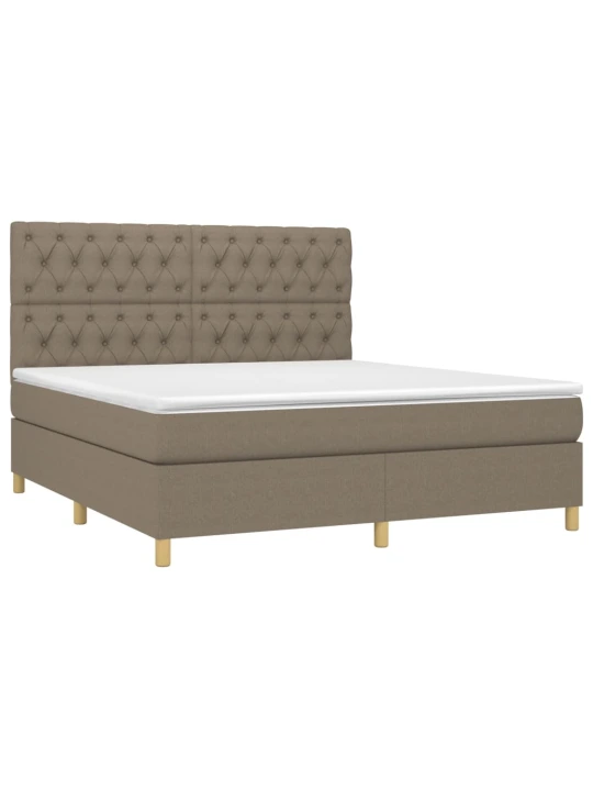 Box spring postel s matrací a led taupe 160x200 cm textil