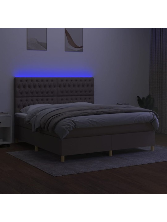 Box spring postel s matrací a led taupe 160x200 cm textil