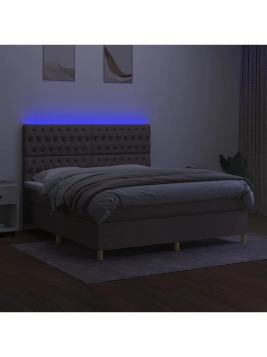 Box spring postel s matrací a led taupe 160x200 cm textil