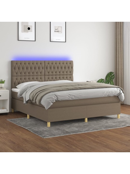 Box spring postel s matrací a led taupe 160x200 cm textil