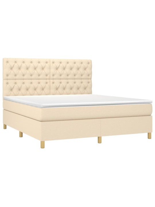 Box spring postel s matrací a led krémová 160x200 cm textil
