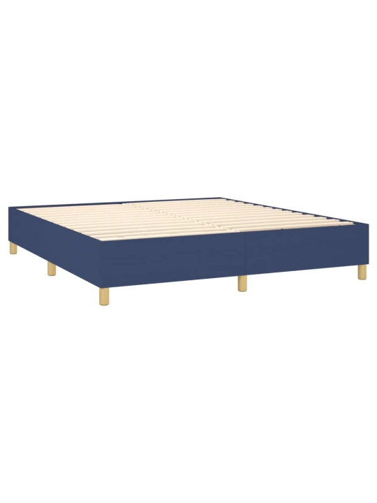 Box spring postel s matrací a LED modrá 180x200 cm textil