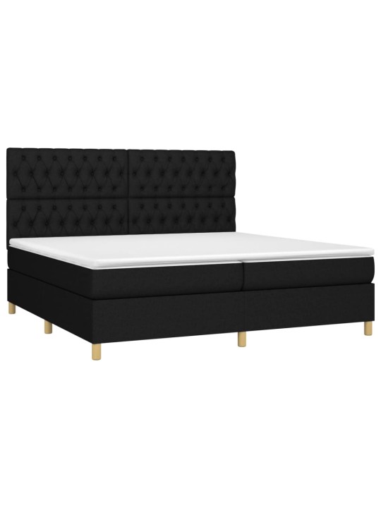 Box spring postel s matrací a LED černá 200x200 cm textil