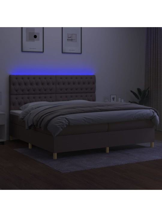 Box spring postel s matrací a led taupe 200x200 cm textil