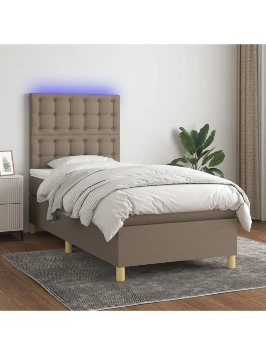 Box spring postel s matrací a led taupe 80 x 200 cm textil