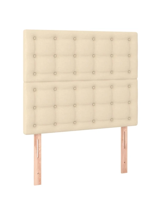 Box spring postel s matrací a LED krémová 90x190 cm textil
