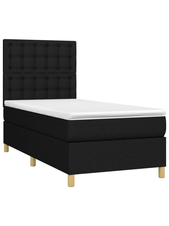 Box spring postel s matrací a LED černá 100x200 cm textil