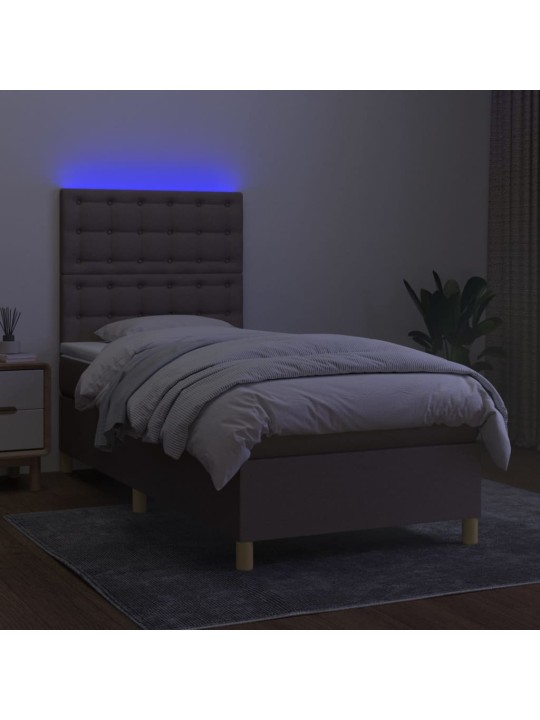 Box spring postel s matrací a LED taupe 100x200 cm textil