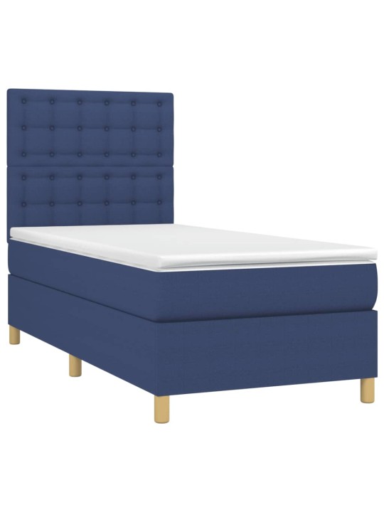 Box spring postel s matrací a LED modrá 100x200 cm textil