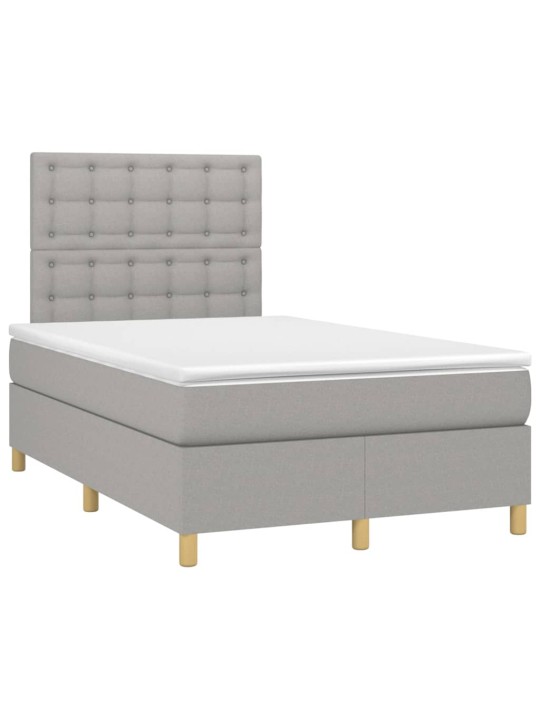 Box spring postel s matrací a LED světle šedá 120x200 cm textil