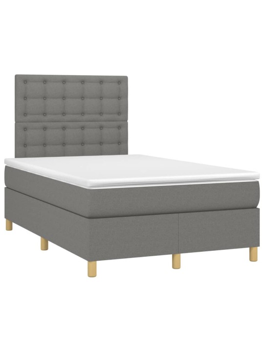 Box spring postel s matrací a LED tmavě šedá 120x200 cm textil