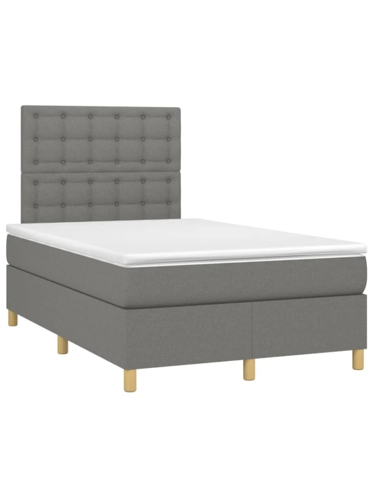 Box spring postel s matrací a LED tmavě šedá 120x200 cm textil