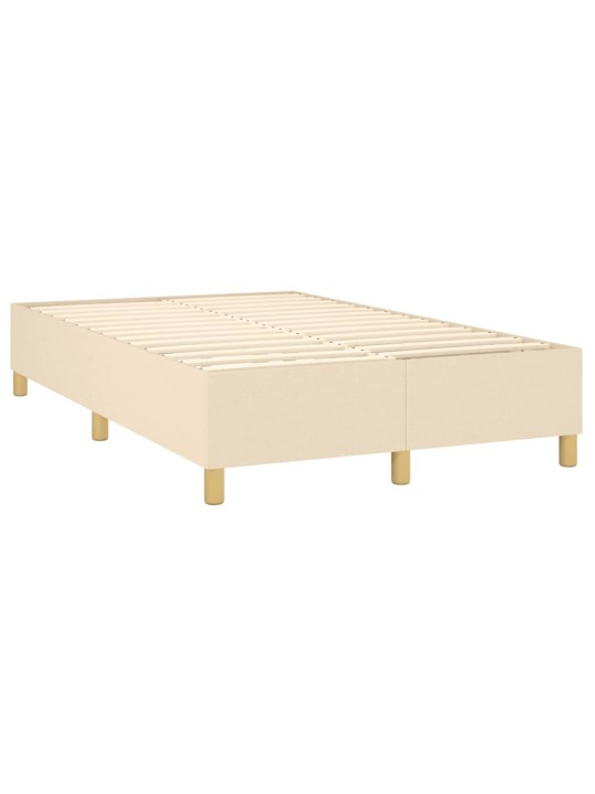 Box spring postel s matrací a led krémová 120 x 200 cm textil